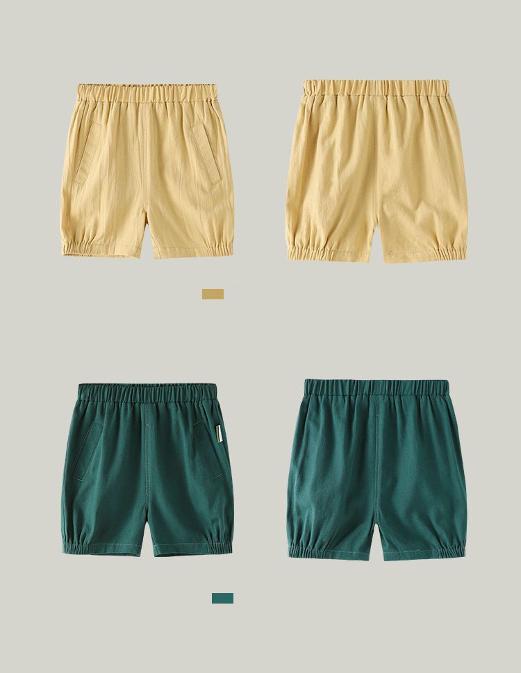 純棉寬鬆五分褲-深綠色