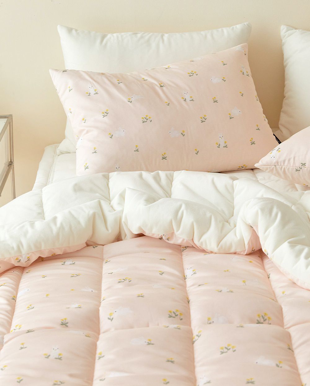 韓國 Maatila - 可水洗超細纖維桃皮感棉被(冬被)-粉紅小兔