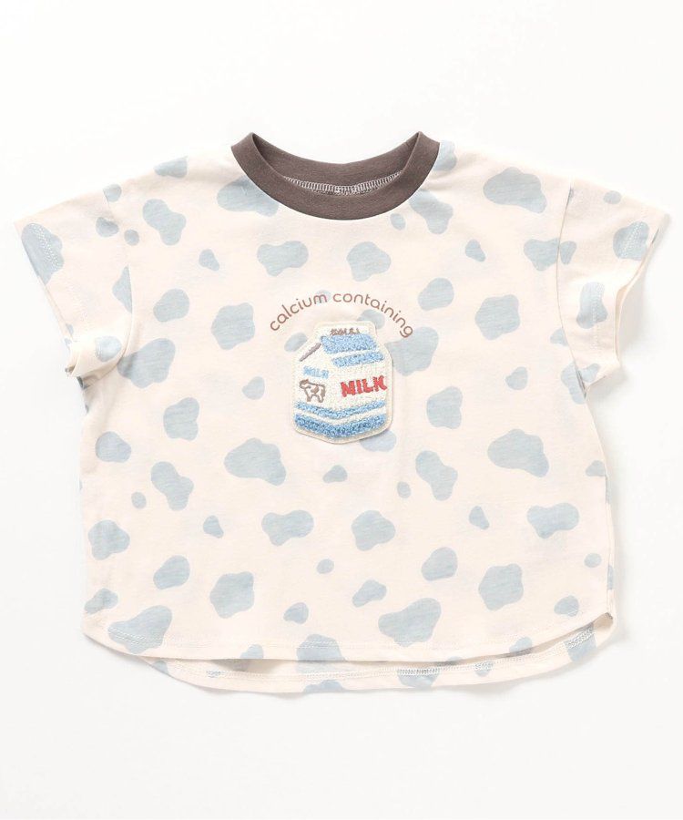 日本 apres les cours - 立體刺繡印花短袖上衣-冰棒-袖撞色