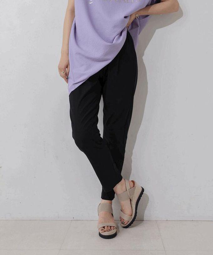 日本 Bab - 接觸冷感 UVcut定番美腳九分褲-葡萄紫