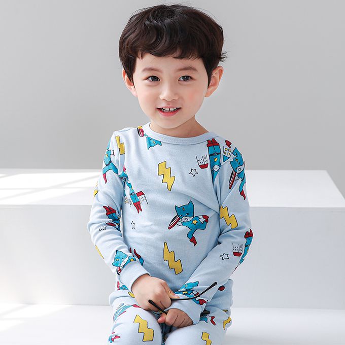 正韓 Cogibu - 極舒適無螢光劑 100% 有機棉幼兒/兒童睡衣/家居服套裝組-閃電俠