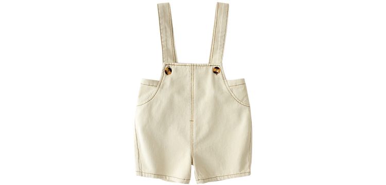 牛仔吊帶短褲-藍色