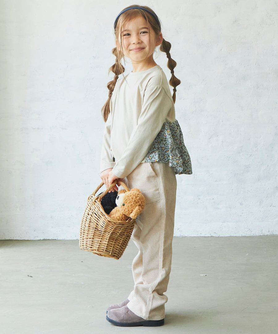 日本 PAIRMANON - 蛋糕層次拼接薄長袖上衣-春櫻燦爛-粉