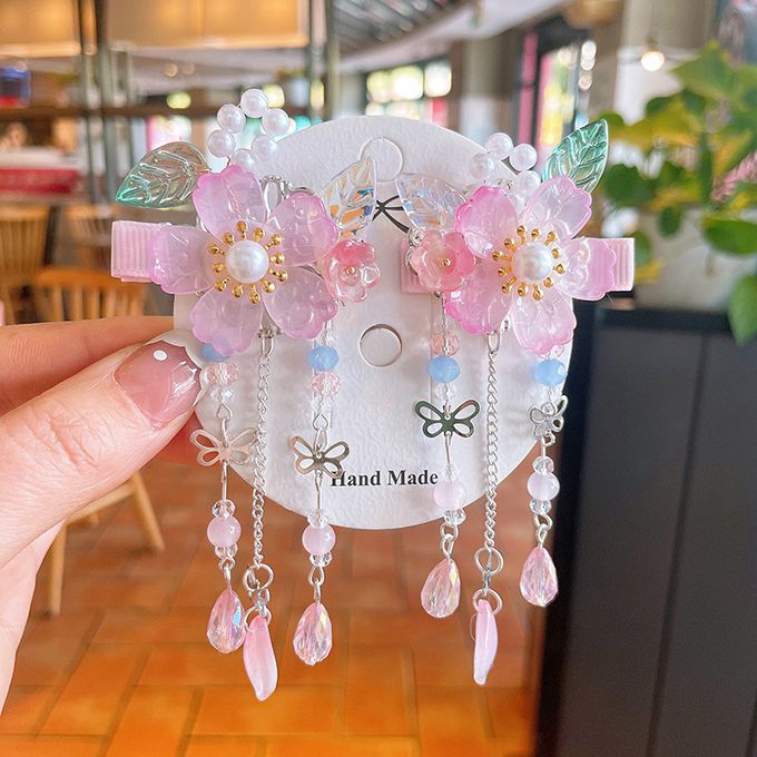 Love, Charlotte - 古裝漢服三生三世花朵蝴蝶吊墜髮飾對夾