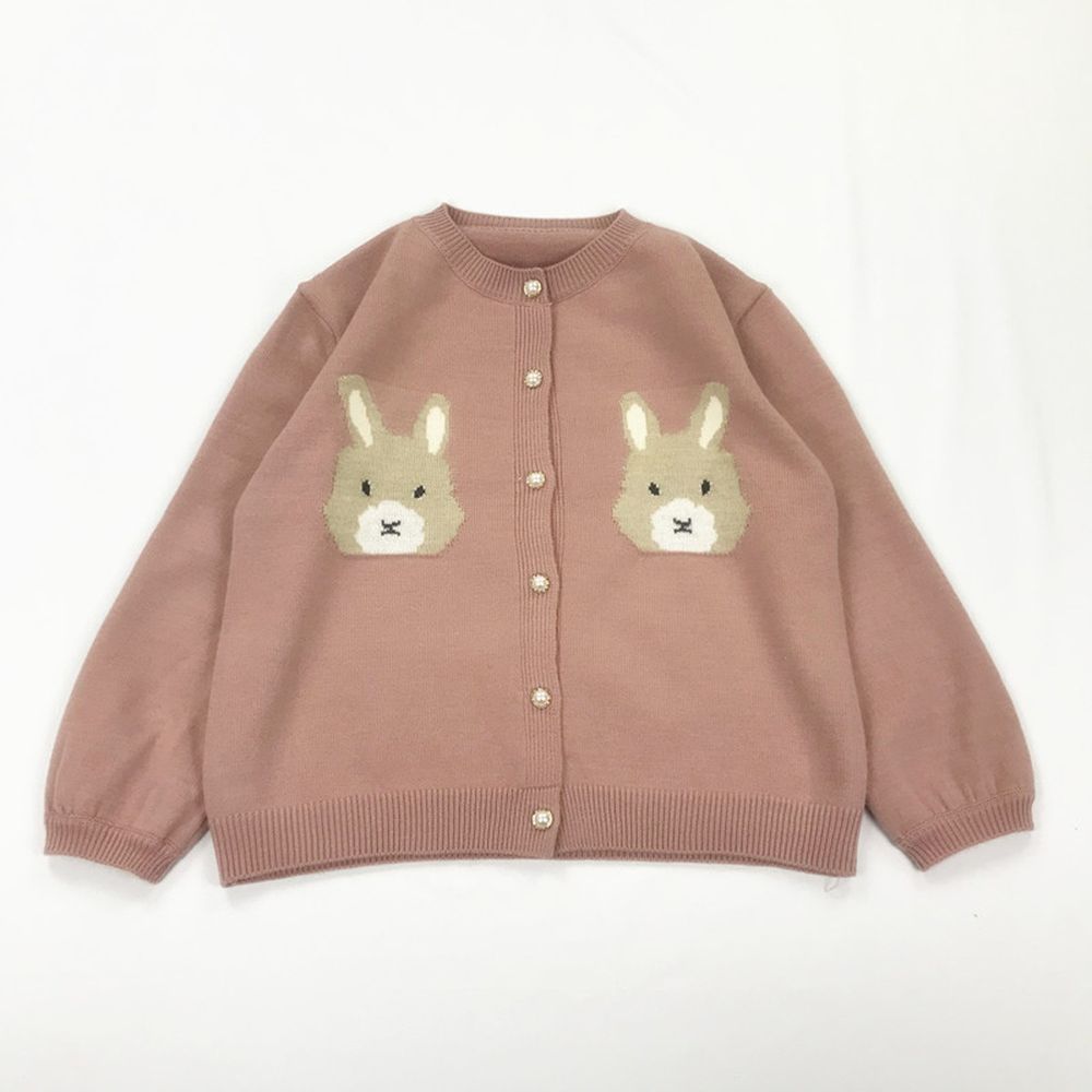 兔兔珍珠釦針織開衫外套-粉色 (成人款均碼)