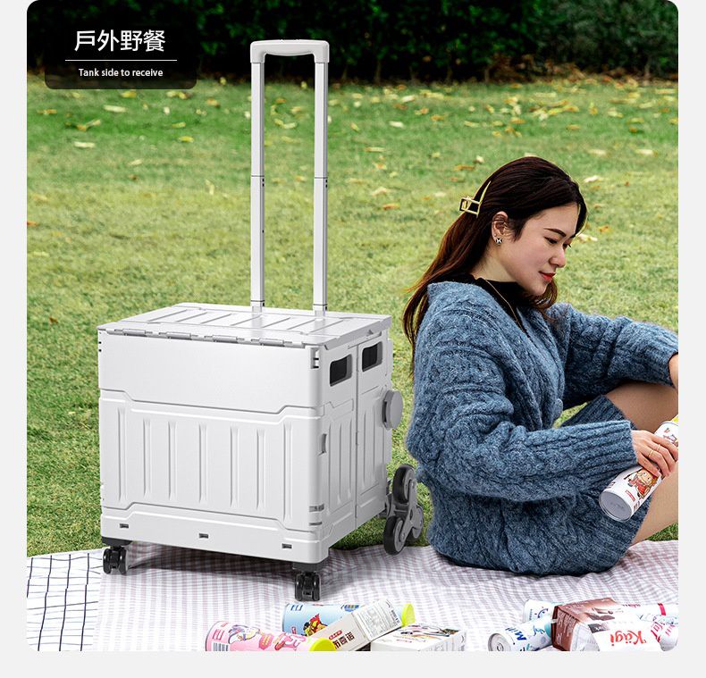 加厚帶蓋升級款可平拉摺疊購物車-8輪爬梯款-綠色