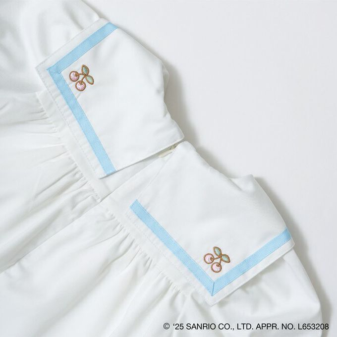 日本 Lycee mine - 俏麗水手條紋短袖洋裝-卡通人物大耳狗-米白