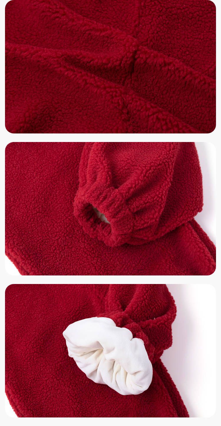 喜氣拜年毛絨暖暖造型吊帶長褲-立體紳士龍寶寶-紅色