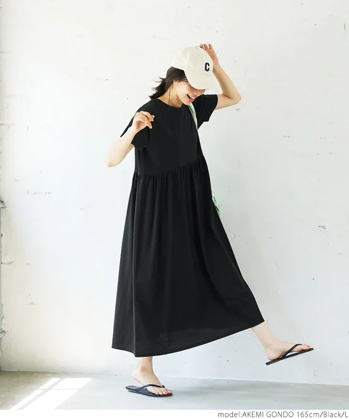 日本 COCA - 簡約百搭短袖收腰洋裝-白