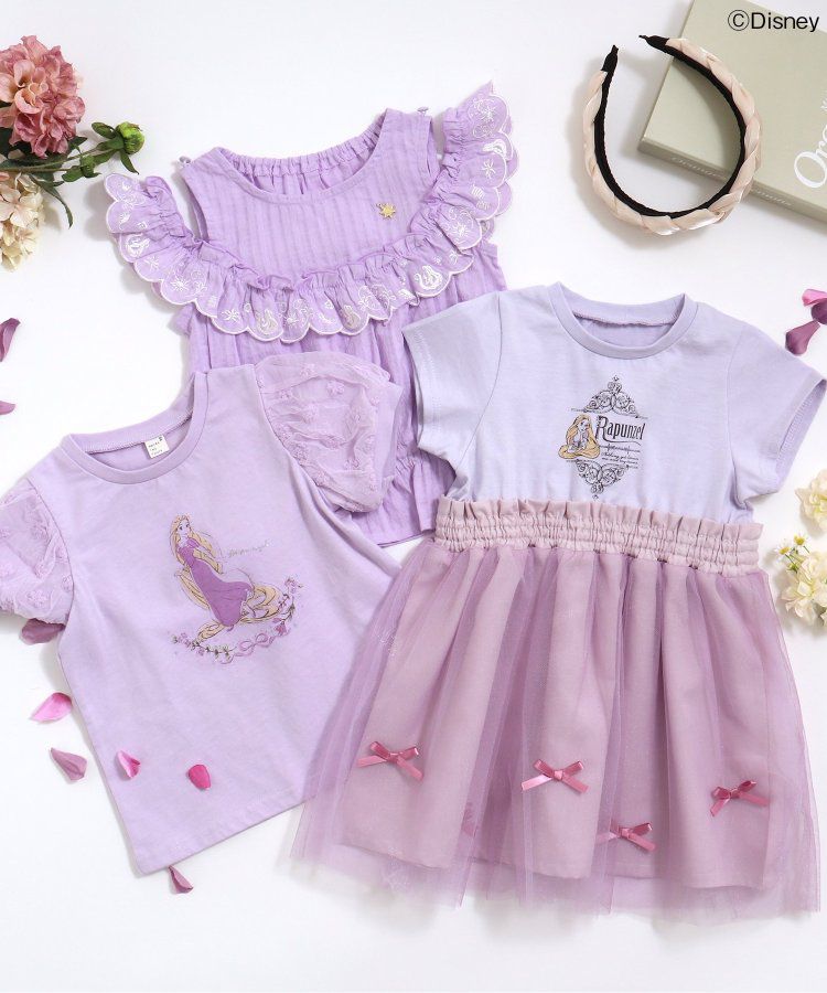 日本 apres les cours - 迪士尼 公主蕾絲拼接澎裙洋裝-小美人魚-粉x嫩綠