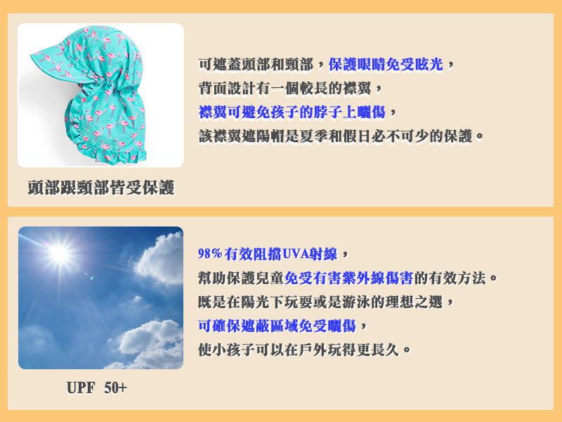 英國 JoJo Maman BeBe - 嬰幼兒/兒童UPF50+防曬護頸遮陽帽-藍白條紋