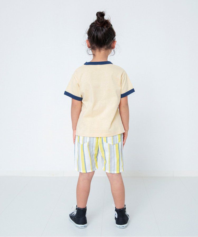 日本 BREEZE - 美式復古印花撞色邊短袖上衣-甜甜圈店-灰