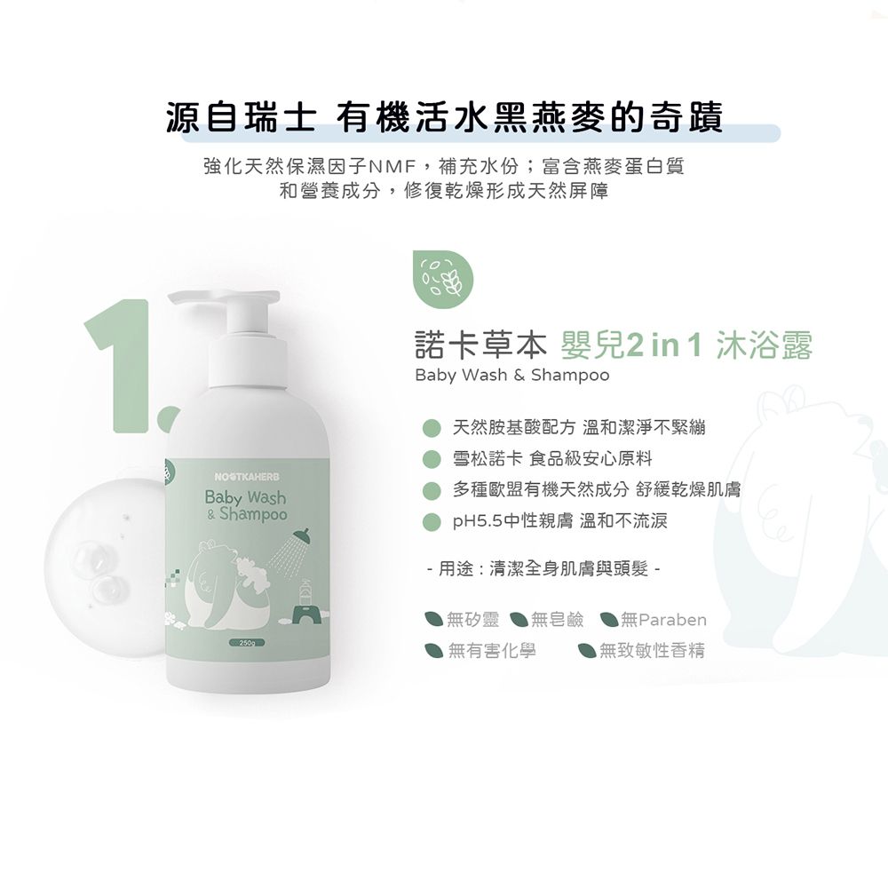 諾卡草本嬰兒 2 in 1沐浴露 250g-250g