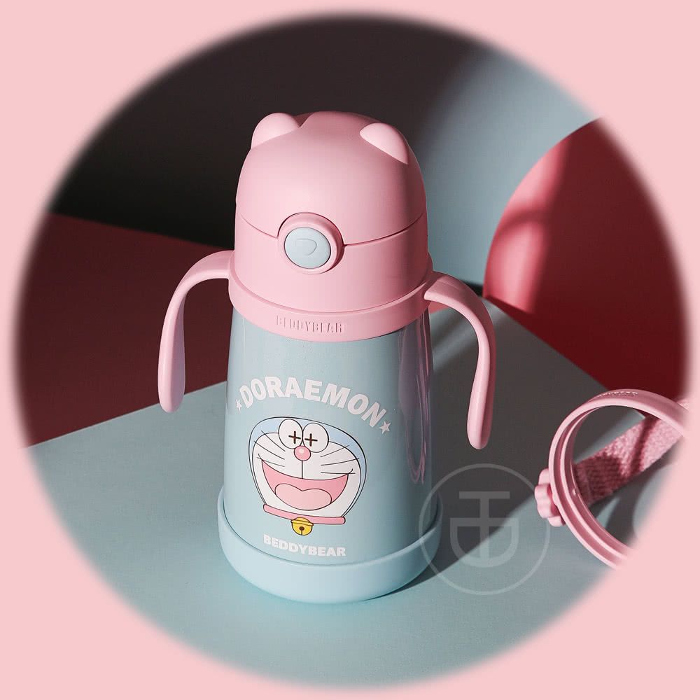韓國 BEDDYBEAR - 杯具熊兒童寵物保溫學飲杯-哆啦A夢聯名款-粉色-320 ML