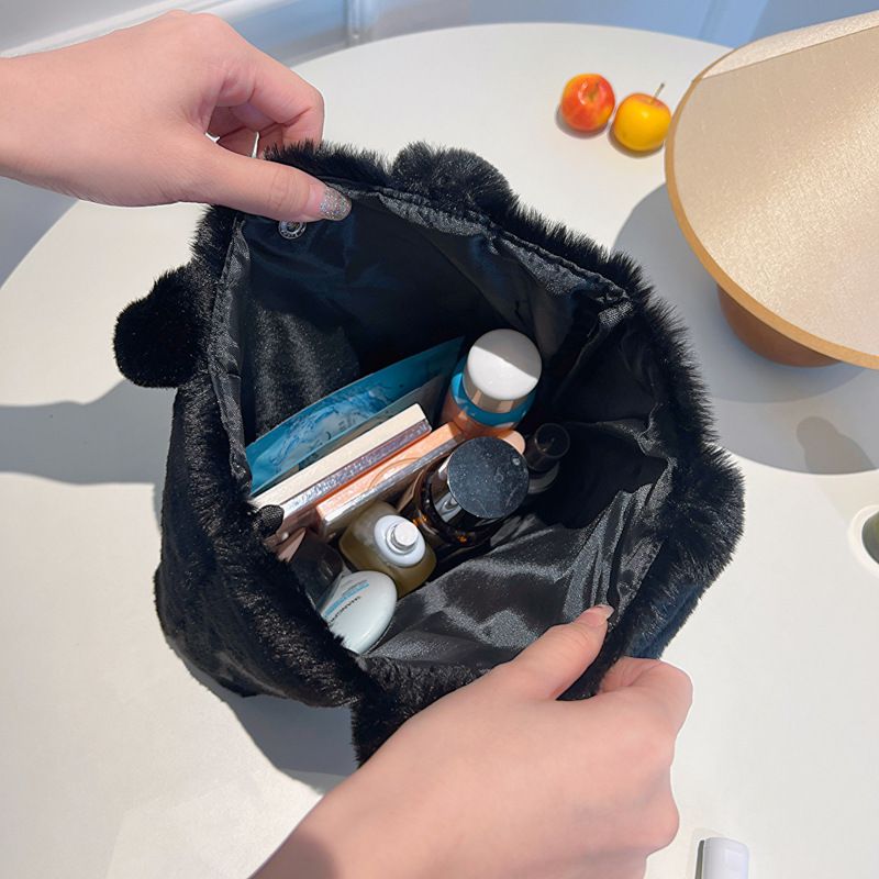 卡通毛茸茸大容量手提袋-卡通人物Hello Kitty-白色 (30x10x(27+17)cm)