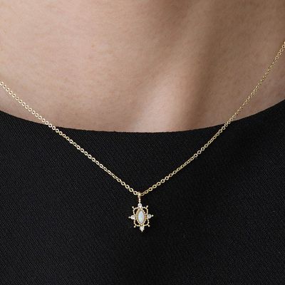 日本 Melody Accessory - 古典歐風閃耀蛋白石項鍊-欖尖款