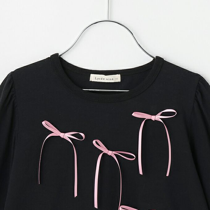 日本 Lycee mine - 100%棉 夢幻蝴蝶結長袖上衣-白