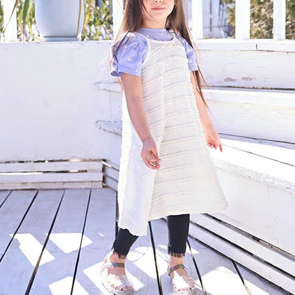 度假感層次蕾絲吊帶洋裝-象牙白