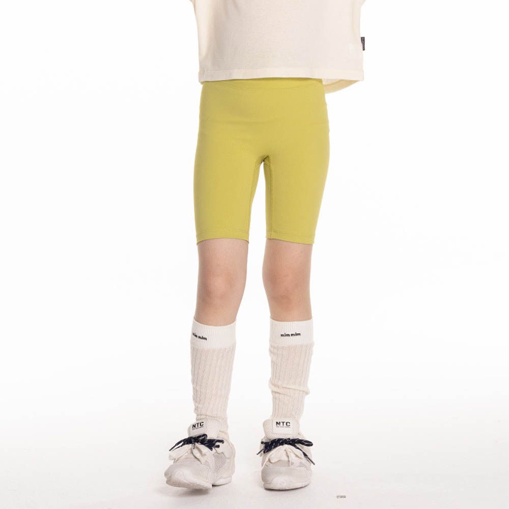 專為兒童設計彈力五分瑜珈褲/鯊魚褲-黃色