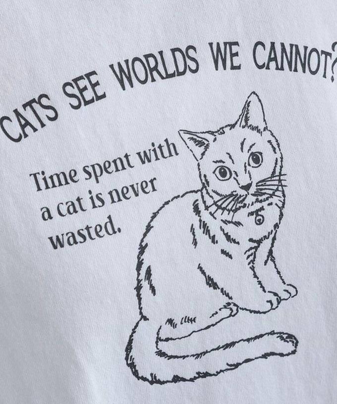 日本 Lupilien - 16OE天竺棉 貓咪印花短袖上衣-粉紅