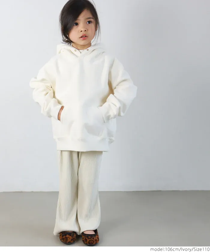 日本 COCA - [可剪裁] 羅紋彈性垂墜感寬褲-孩子-芥黃