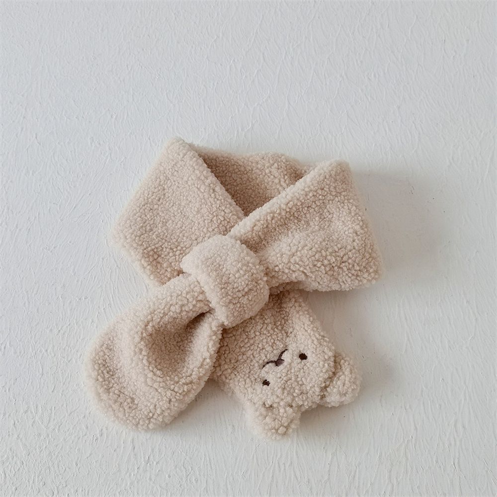 Love, Charlotte - 燕麥色小熊泰迪絨保暖圍巾 (79cm 長 x 10.5 cm 寬 (建議年齡:3+))