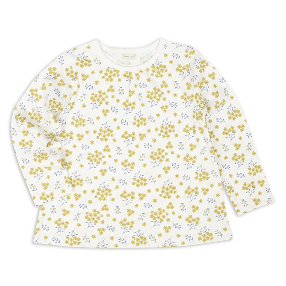 長袖T恤--滿版印花-黃色