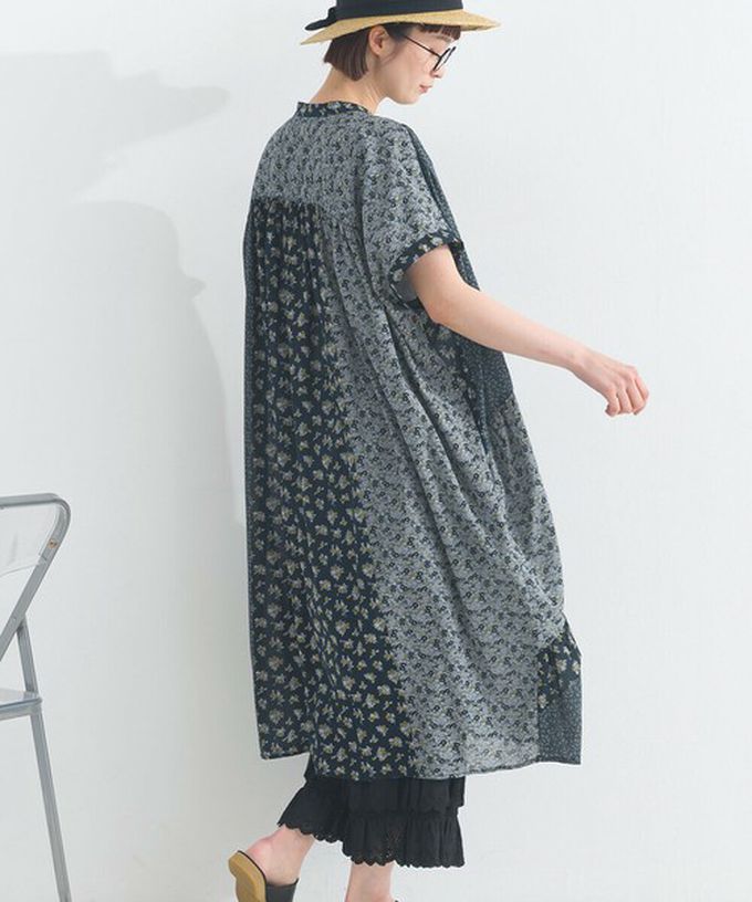 日本 Lupilien - 純棉巴里紗花朵拼布襯衫式洋裝-黃