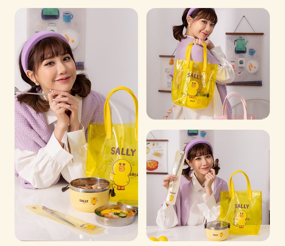 Hiromimi - LINE FRIENDS 雙層隔熱便當盒5件組-莎莉