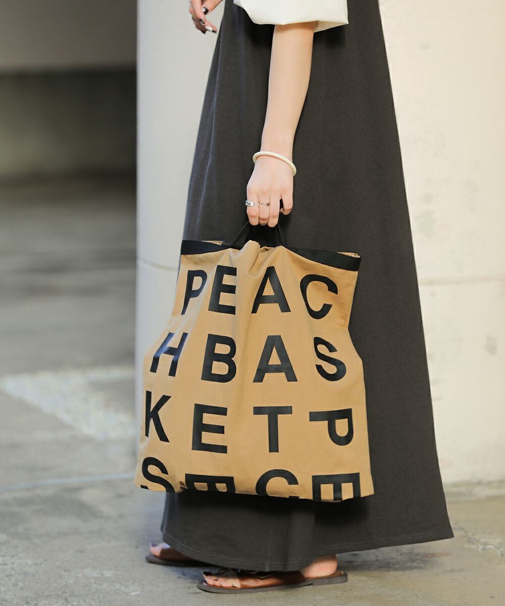 日本 Bab - [日雜推薦] 簡約字母帆布袋/托特袋-米杏