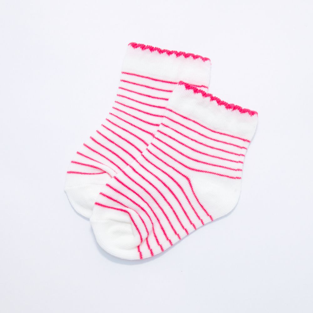 akachan honpo - 襪子-粉白橫紋-桃色