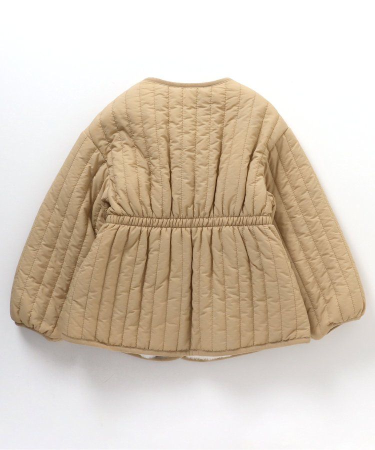 日本 apres les cours - 絎縫束腰氣質金釦雙面穿外套-花朵x淺卡其