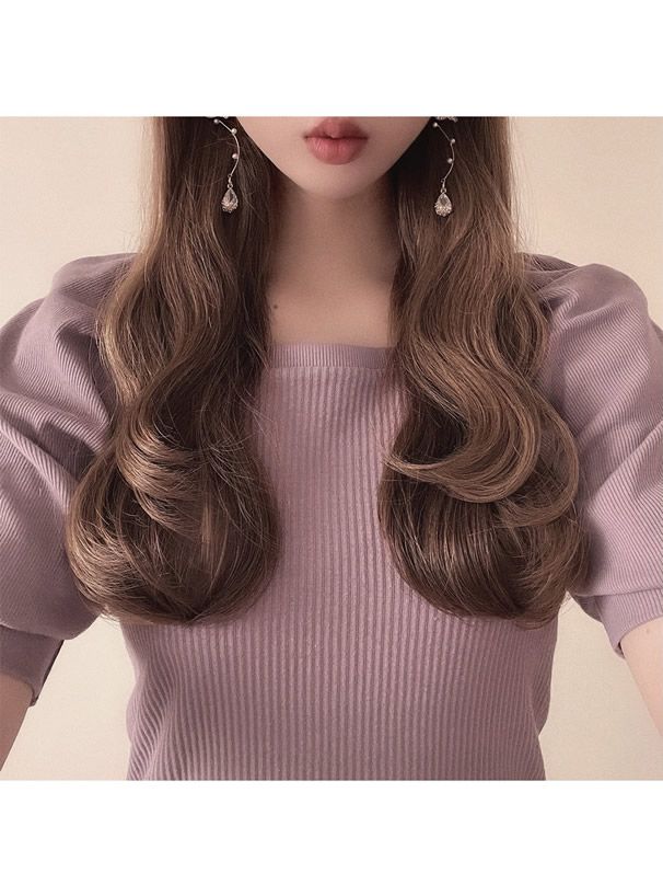 日本 GRL - 美麗女孩後緞帶澎澎袖上衣-煙燻藍