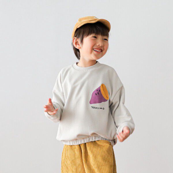 日本 Baby Room - 裏毛落肩寬版長袖上衣-紫芋-淺灰