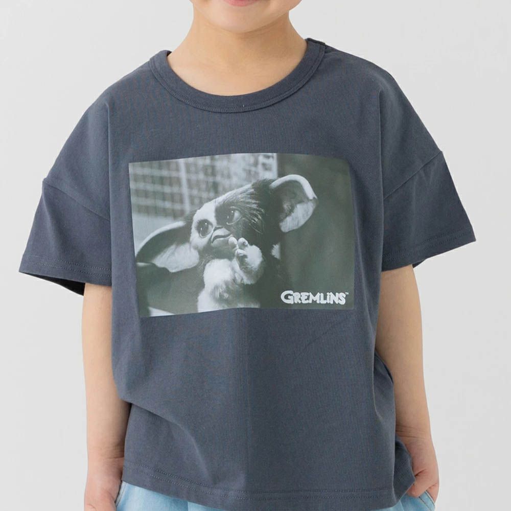 聯名款 100%純棉短袖上衣-電影角色小精靈(復古黑白)-黑