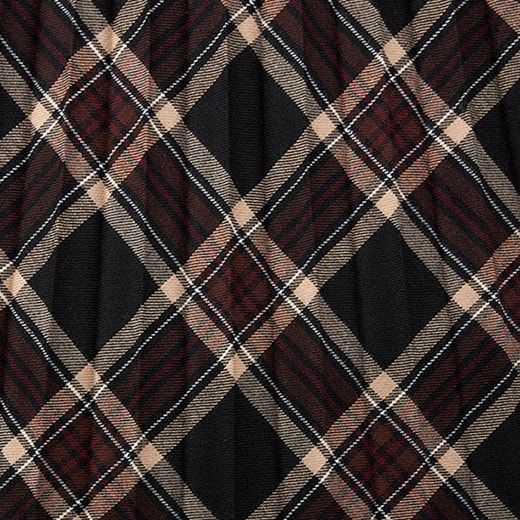 日本 BELLUNA - 學院氣質格紋百褶裙-卡其色系