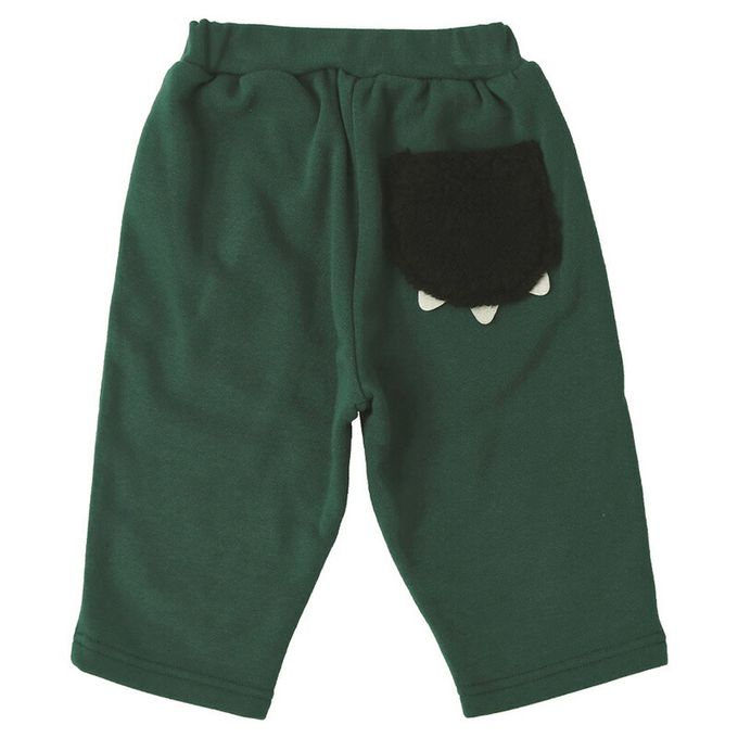 日本 ZOOLAND - 熊掌毛絨口袋裏起毛休閒長褲-黑