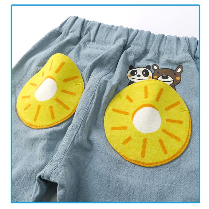 日本 ZOOLAND - 光滑觸感夏季風童趣印花短褲-草綠