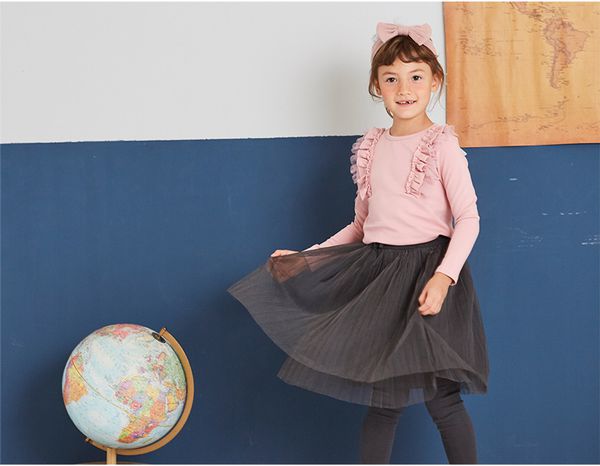 麗嬰房 Little moni - 假兩件網紗蓬裙褲-鐵灰