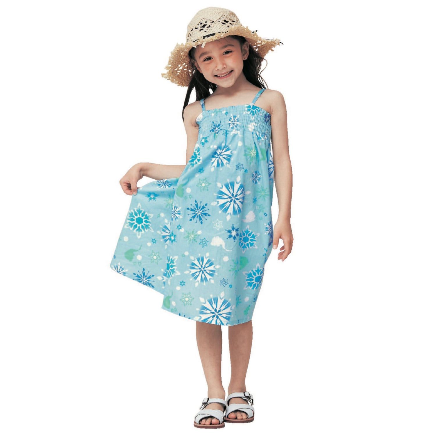 日本千趣會 - 迪士尼 可當洋裝穿的2 WAY浴衣組合-冰雪奇緣-水藍