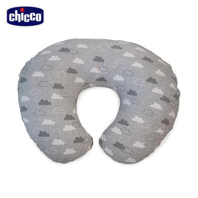 義大利 chicco - Boppy純棉多功能授乳枕-淺灰雲朵