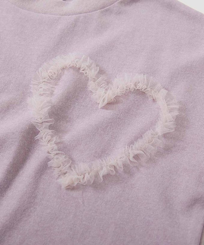 日本 devirock - 俏皮心型薄紗短袖上衣-黑