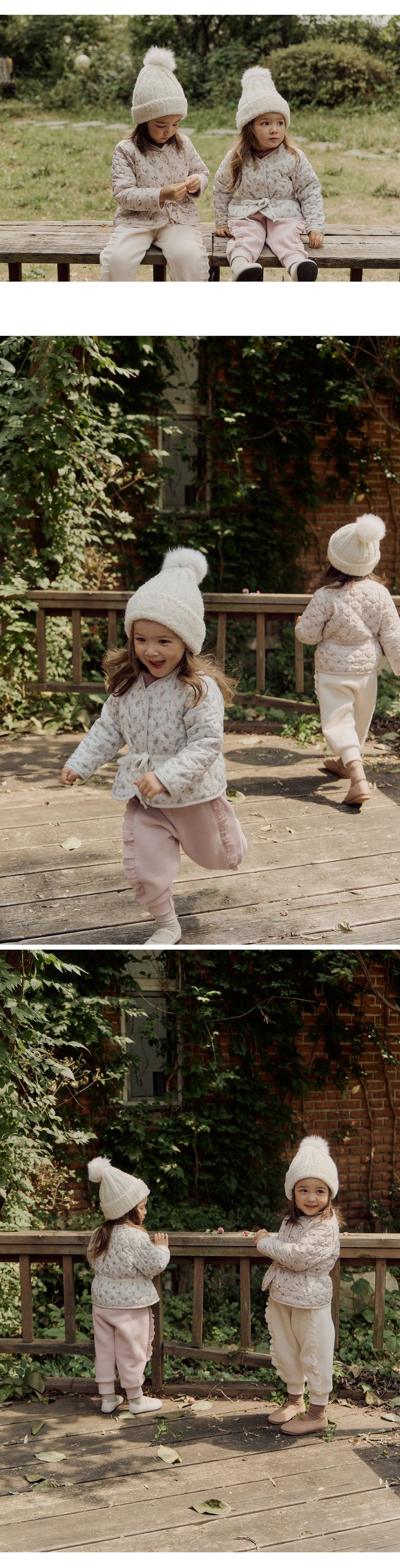 韓國 Puellaflo - 鬆緊腰蕾絲花點綴縮口長褲-粉