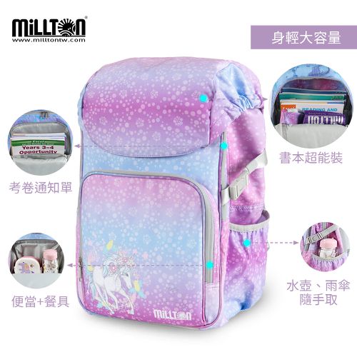 軍規雙軸護脊書包｜粉藍獨角Magical Unicorn｜24L 720g