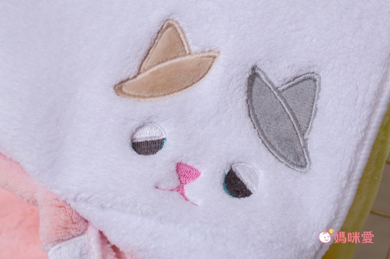 日本 LIV HEART - 5倍吸水力蓬鬆柔軟 附釦式長型擦手巾-兔子x小鴨x花貓-粉黃白 (20x75cm)