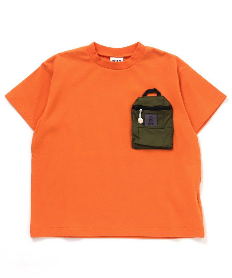 日本 BREEZE - 聯名款 夜光拉鍊大口袋短袖上衣-卡其