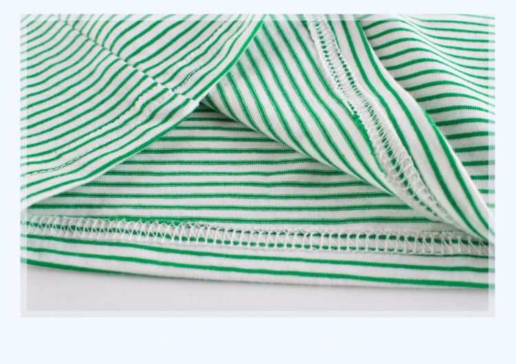 純棉短袖上衣-細條紋款-綠+白