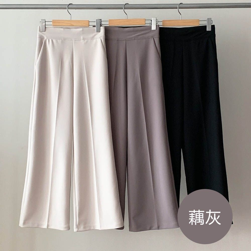 VETICA 韓製顯瘦小腹收收修飾寬褲-夏季ver.-藕灰