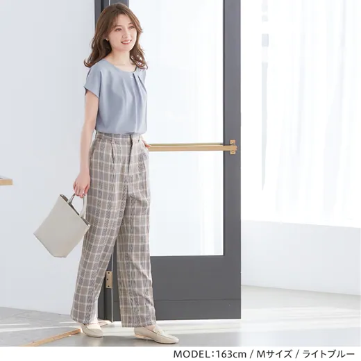 日本 BELLUNA - 四機能 知性皺摺小金屬環設計短袖上衣-白