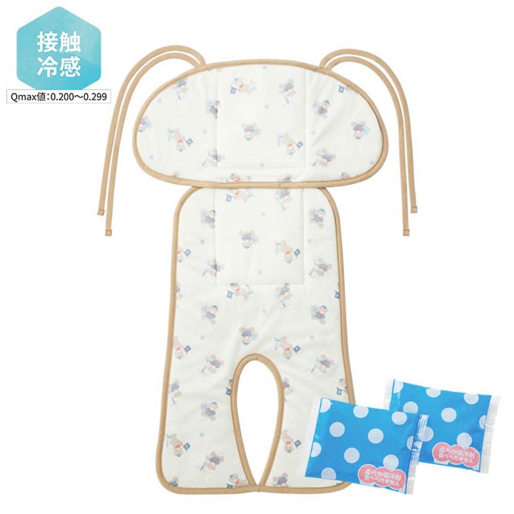 嬰兒推車用涼感墊-小熊-象牙白色